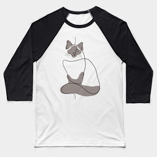 Persian Cat - Simple Minimalist Line Art Design Baseball T-Shirt